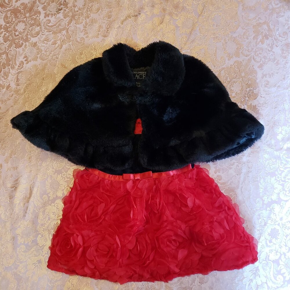 ✨HP✨Sweet! 6-9 months THE CHILDREN'S PLACE dress and faux fur cape. Formal dress